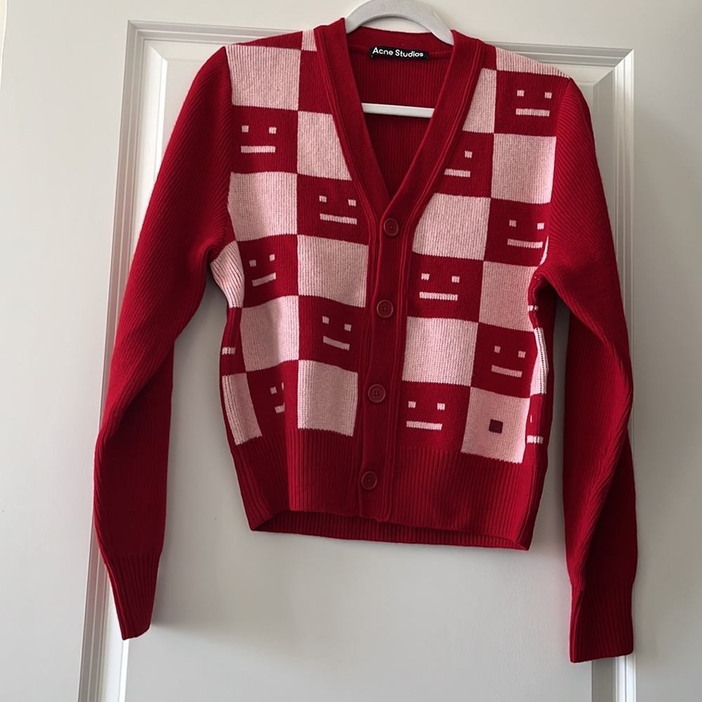 Katlaro Checked Logo-Intarsia Wool Cardigan - Picture 2 of 7